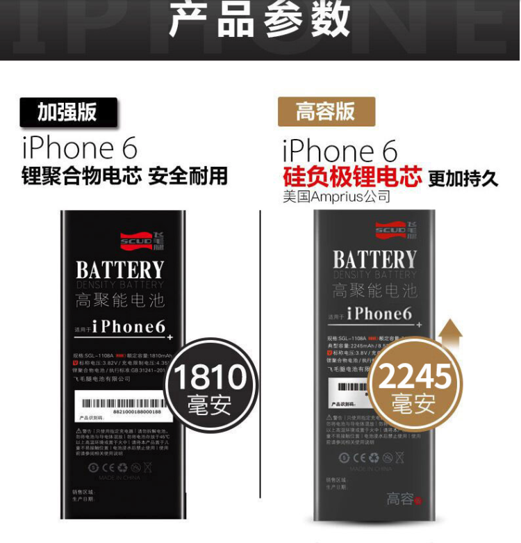 美国TI进口芯片 飞毛腿 加强版苹果手机电池 2年质保 图8