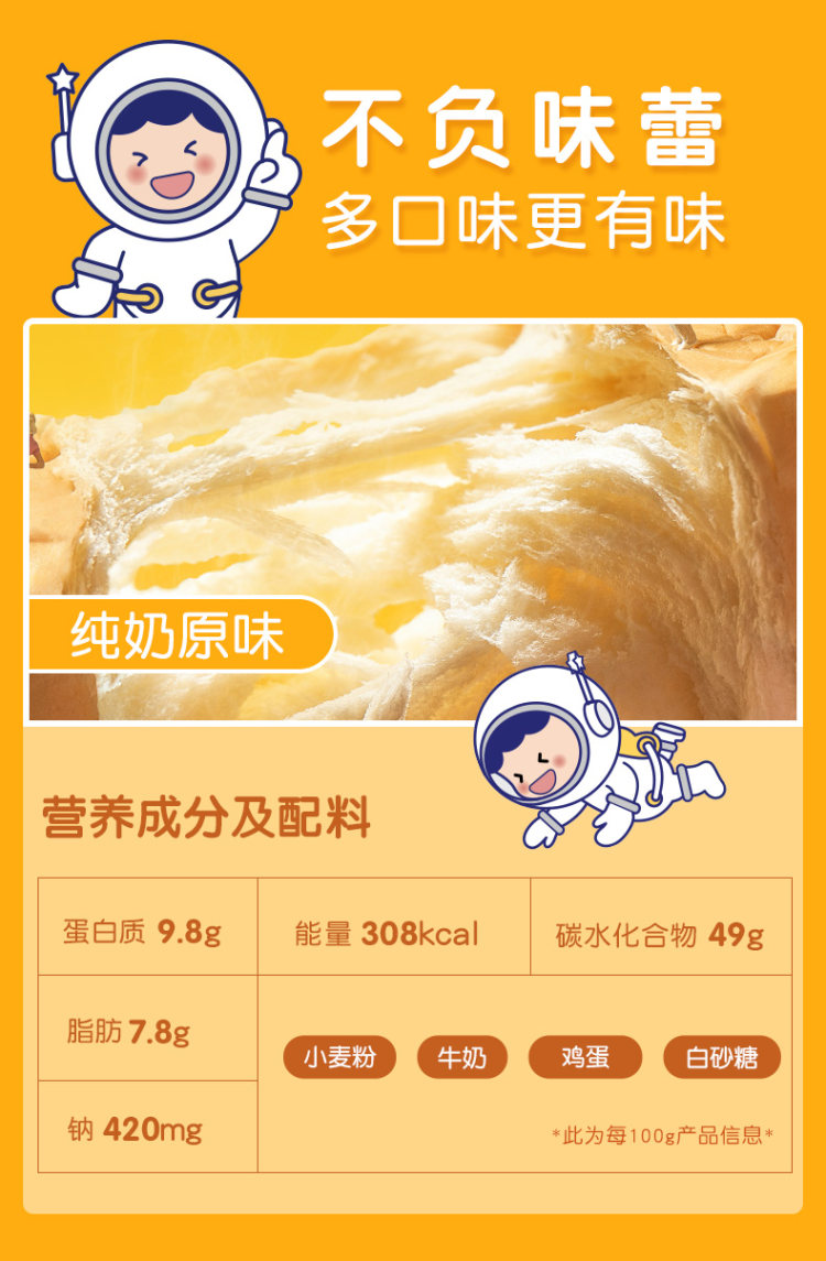 第2件0元 许个愿吧纯奶手撕面包 200*2件 图7