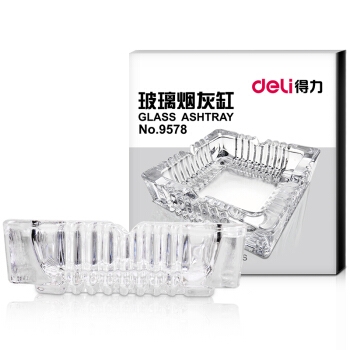 凑单品： deli 得力 9578 欧式方形烟灰缸 中号 120*120mm 图2