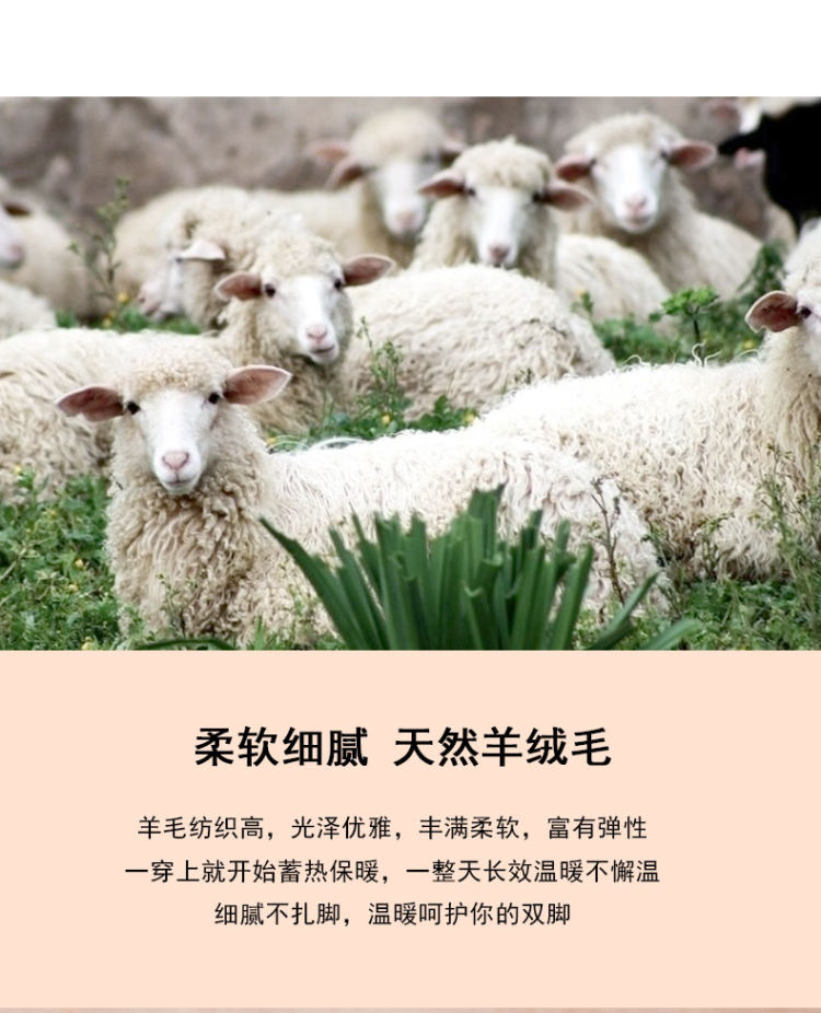 男女加绒加厚 55%羊毛袜4双装 图4