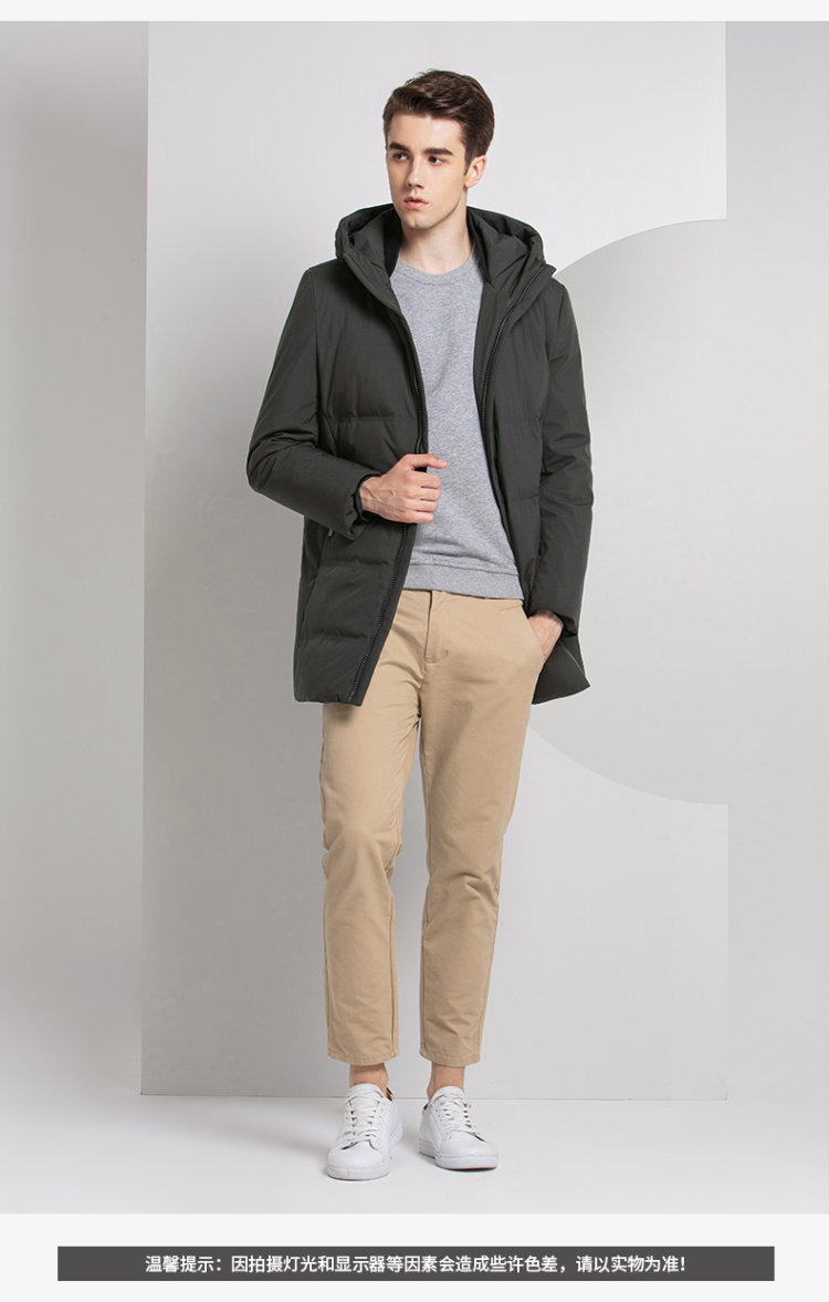 雪中飞 专卖店同款 男士中长款加厚连帽羽绒服 图9
