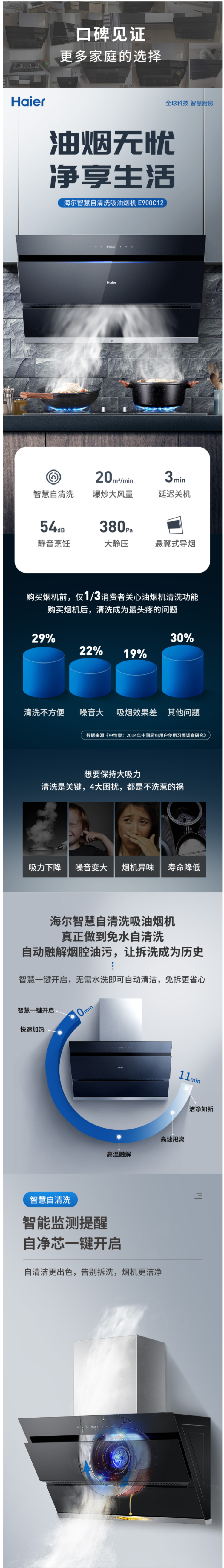 海尔 C12 20m³吸力油烟机+4.1KW火力燃气灶 组合套装 图5
