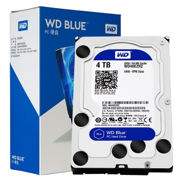 WD 西部数据 Blue(蓝盘) 64MB 5400RPM 机械硬盘 4TB(WD40EZRZ) 图1