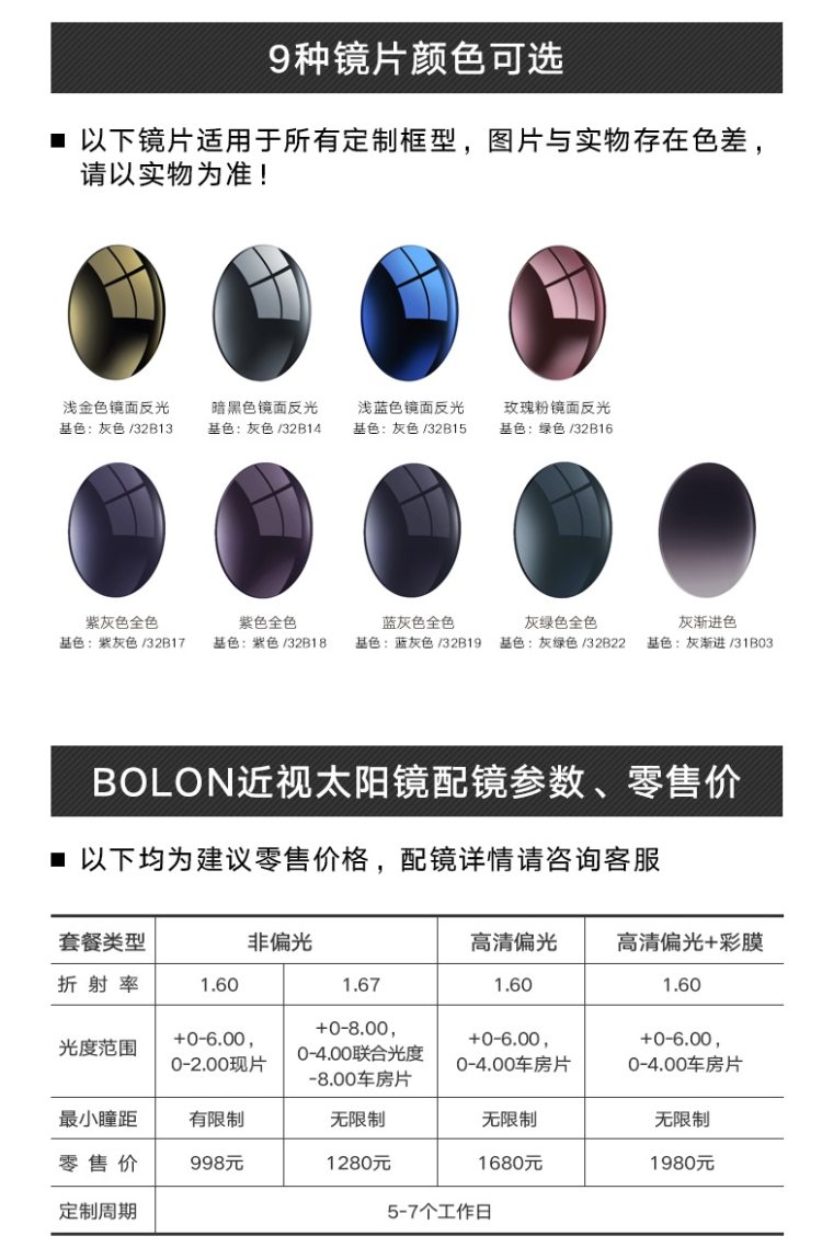 王俊凯同款 暴龙 2019款 多边形镜框 男近视太阳镜 800度以内近视 图8