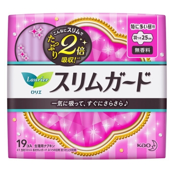 Laurier 乐而雅 零触感 特薄超长量特多日用卫生巾 25cm 19片 *7件 图1