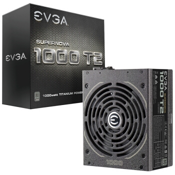 EVGA 1000 T2 电脑电源 钛金牌 1000W 全模组化 图1