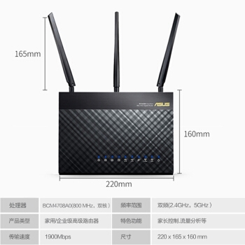 ASUS 华硕 RT-AC68U AC1900M 双频千兆 无线路由器 图4