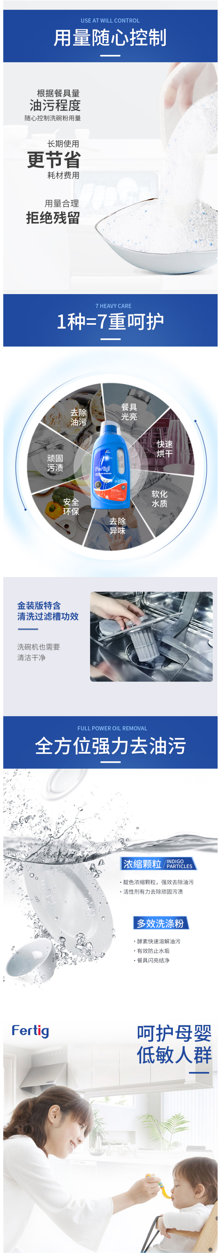 德国原装进口 Fertig 7倍洁净力 洗碗机专用洗碗粉 1500g 图2
