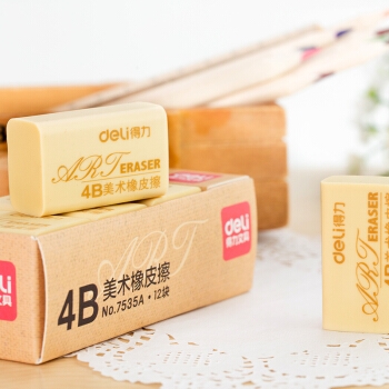 deli 得力 7535A 4B绘图橡皮擦 黄色 大号 12块 *19件 图5