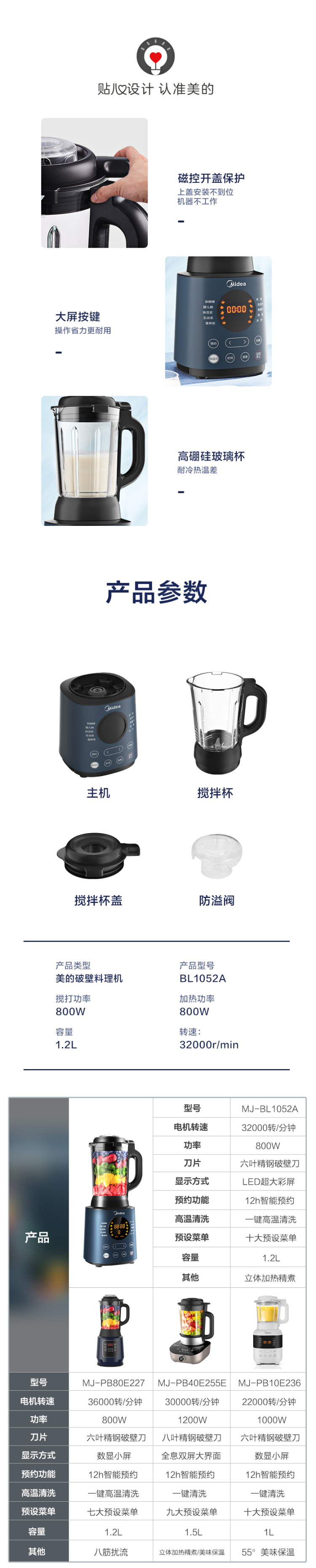 美的 MJ-BL1052A 20新款 智能变频全自动破壁料理机 图5