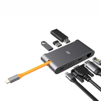 J.ZAO 京东京造 Type-C便携式扩展坞 USB-C转HDMI/VGA转换器 七合一 图5