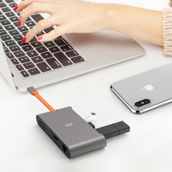 J.ZAO 京东京造 Type-C便携式扩展坞 USB-C转HDMI/VGA转换器 七合一 图3
