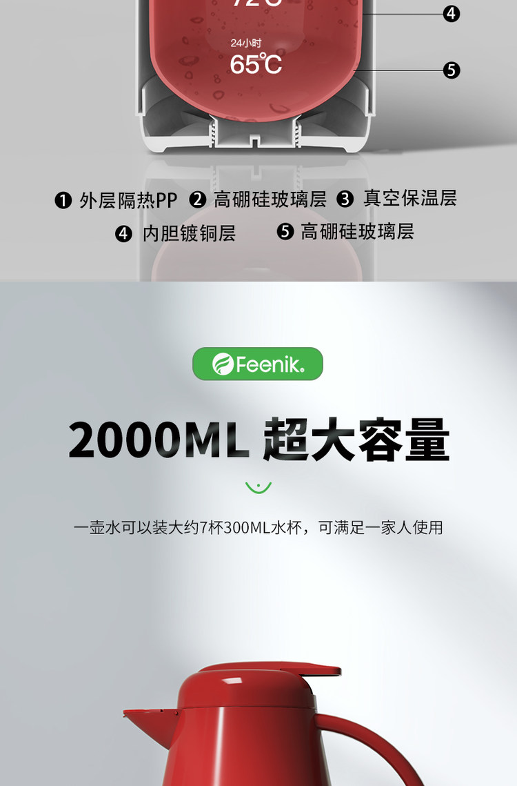 类目爆款 德国进口瓶胆 费尼克 欧式保温热水壶 1.5L 图6