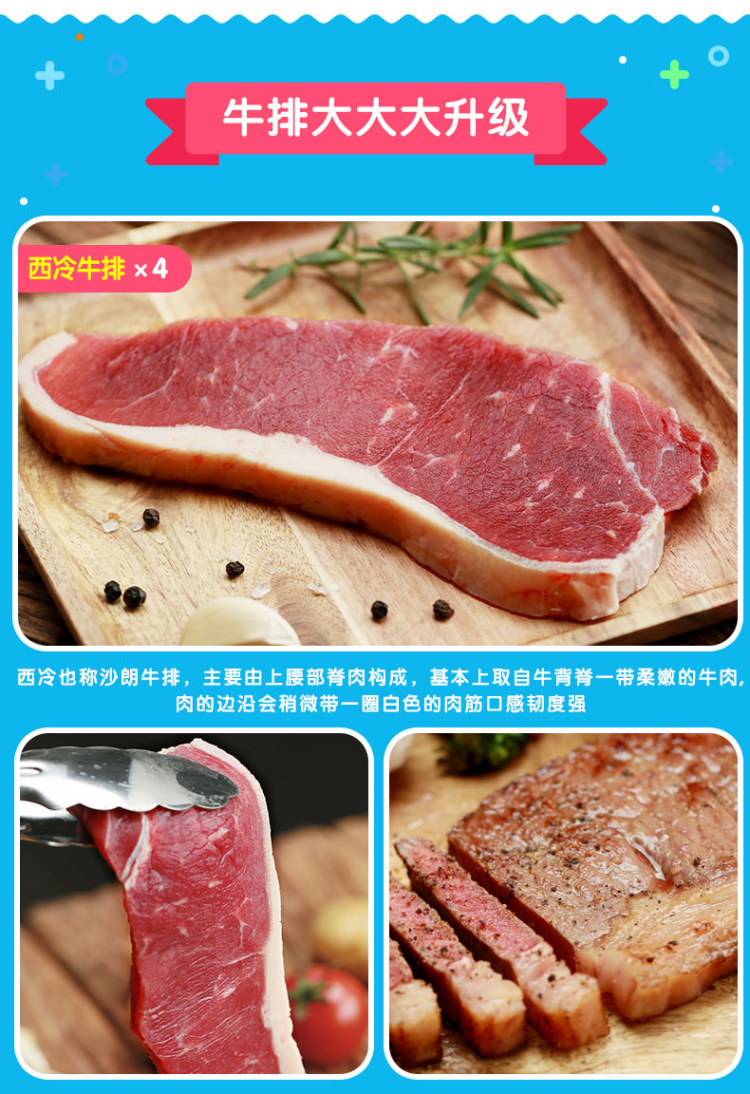 重磅牛排 小牛凯西 原肉整切厚牛排套餐黑椒10片 图3