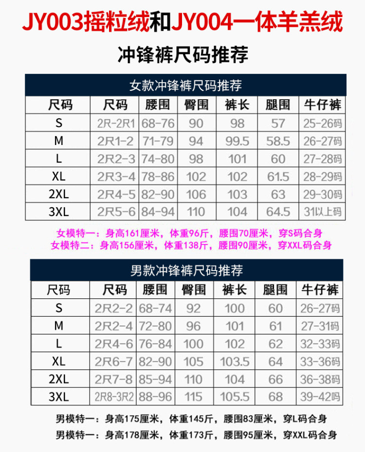 丛林密码 男女款加厚羊羔绒 防风防水冲锋裤 图11