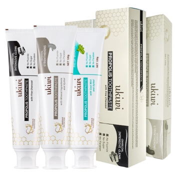 京东PLUS会员： ukiwi 纽西小精灵 蜂胶牙膏 120g*3支 *2件 +凑单品 图1