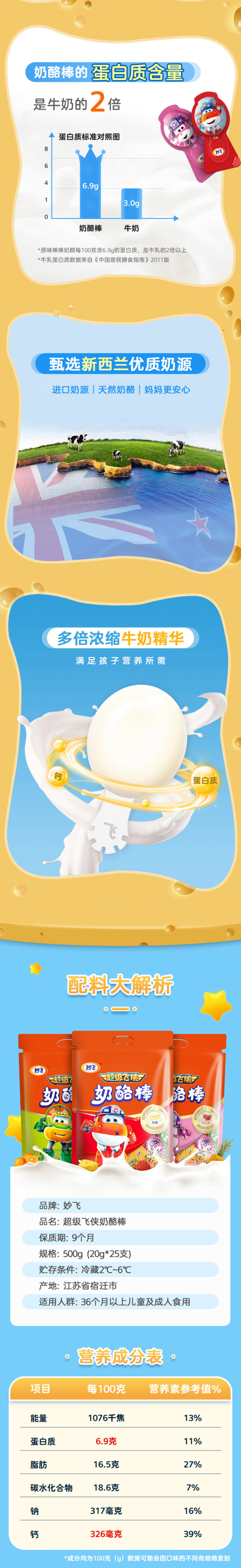 milkfly 妙飞 儿童零食 即食乳酪棒 500g共25支 图2