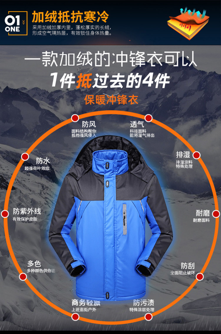 新款 冲锋衣户外运动保暖防雨三合一 图3