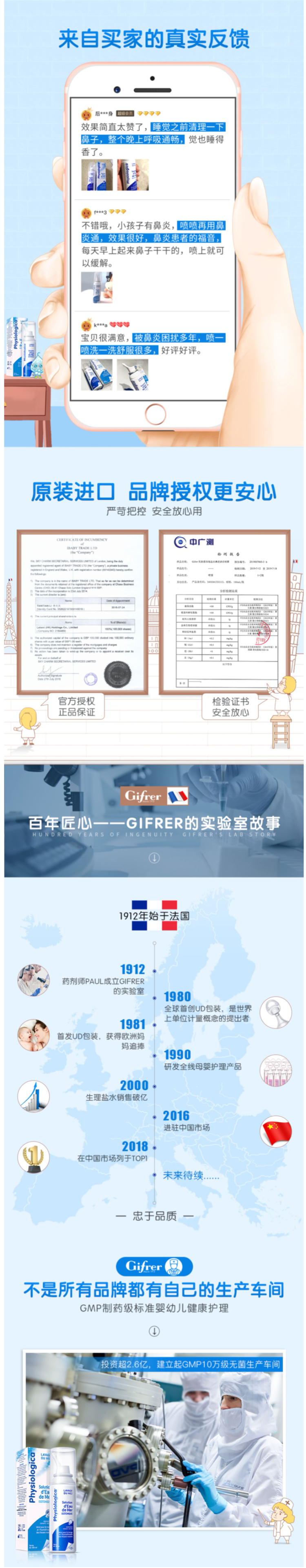年销量过亿支 法国原产 Gifrer 主打款生理海盐水鼻喷雾 100ml 图5