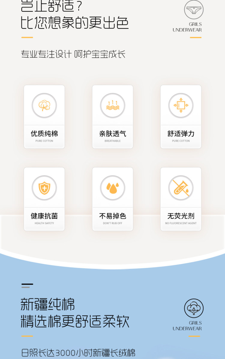 A类纯棉 中小女童纯棉平角内裤 4条装 图2