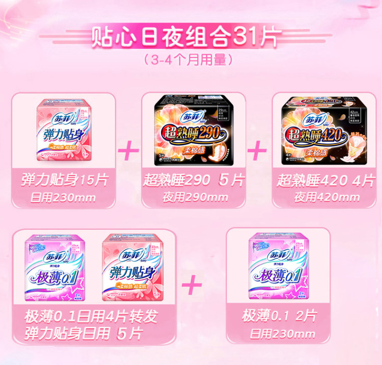 苏菲 日夜组合姨妈巾卫生巾 8包 图2