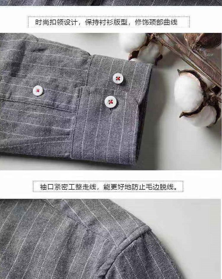 男士纯棉长袖衬 有加绒款 图10