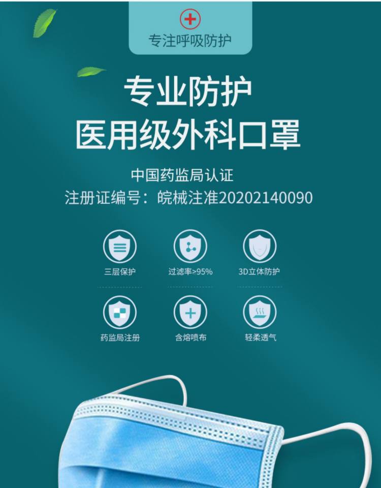 一次性医用外科口罩 200只装 图2