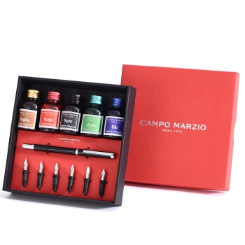 Campo Marzio 凯博 尤尼斯钢笔/签字笔多彩墨水礼盒（5瓶墨水+6支笔尖）黑色 图1