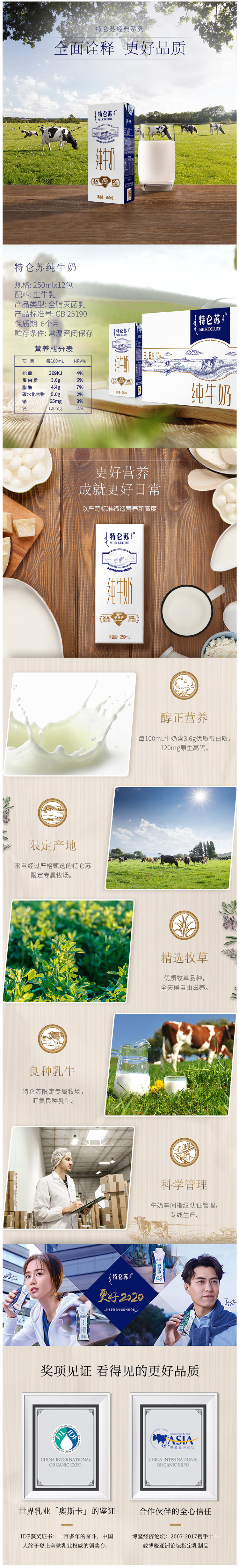 蒙牛 特仑苏 纯牛奶 250ml*12盒 图1