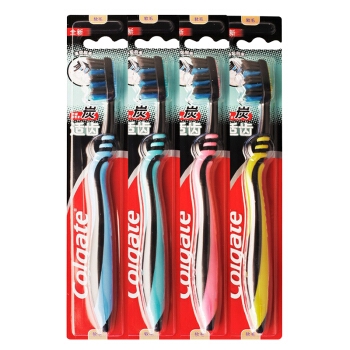 京东PLUS会员： Colgate 高露洁 适齿炭牙刷 4支*11（赠 高露洁便携漱口水） 图1