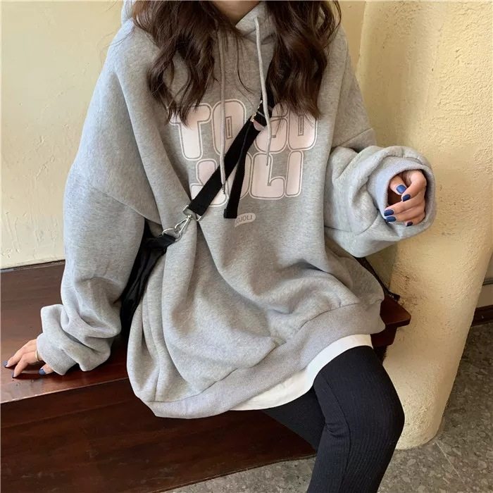 女款2020冬季保暖加绒加厚潮流卫衣 图2