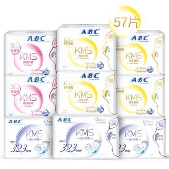ABC 棉柔透气 卫生巾组合9包（日32片+夜16片+甜睡夜用24片） *3件 图1