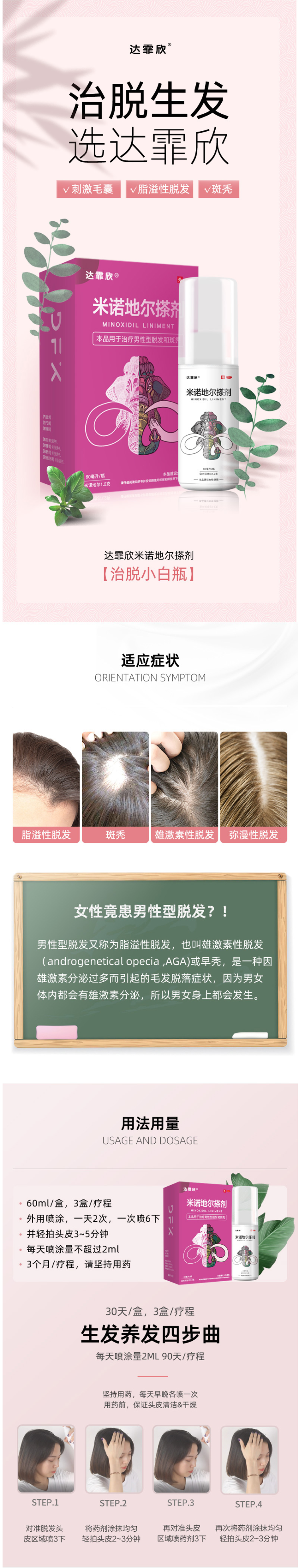 达霏欣 2%米诺地尔酊搽剂 防脱发生发增发液 30ml 图5
