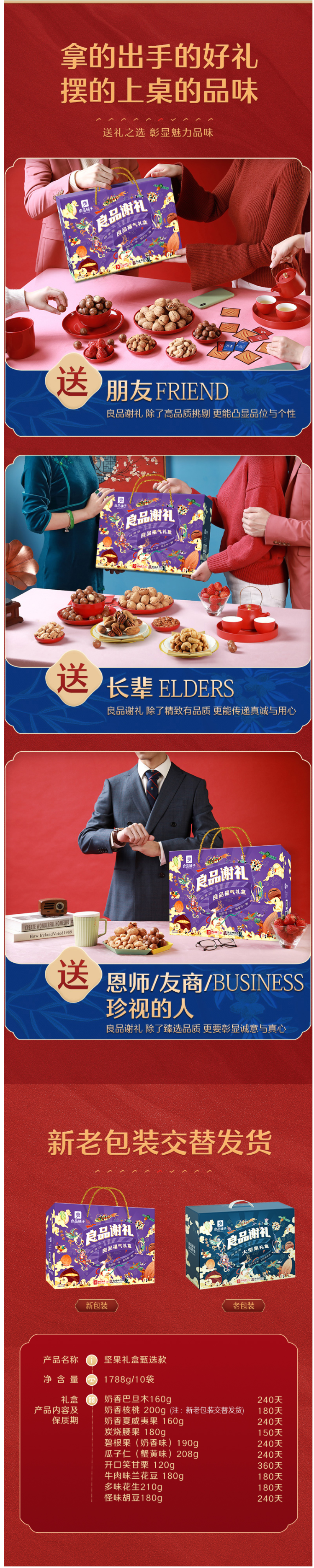 良品铺子&敦煌研究院 高端坚果礼盒 1788g/10袋 图7