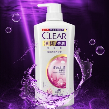 京东PLUS会员： CLEAR 清扬 多效水润养护型 去屑洗发露 720g *3件 图2