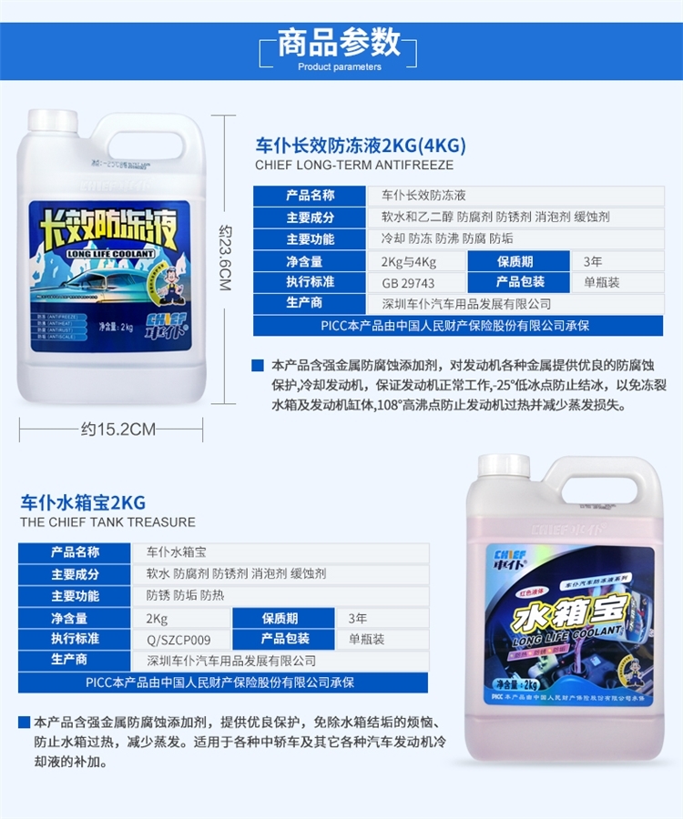 车仆 汽车防冻液 发动机冷却液-25° 4斤 图3