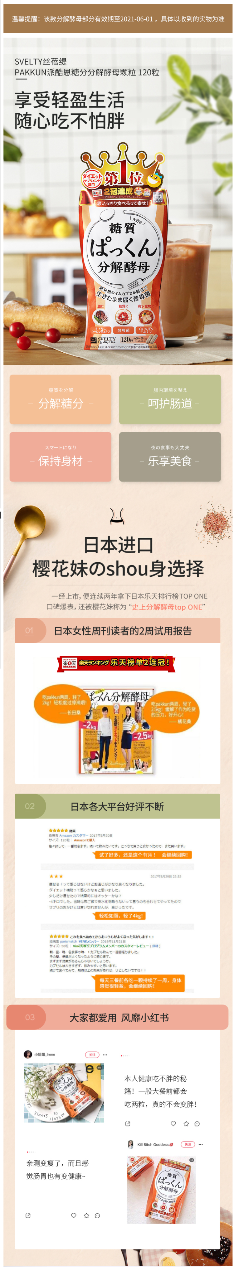 日本原产 丝蓓缇 SVELTY Pakkun 糖质分解酵母 抗糖丸 120粒 图1