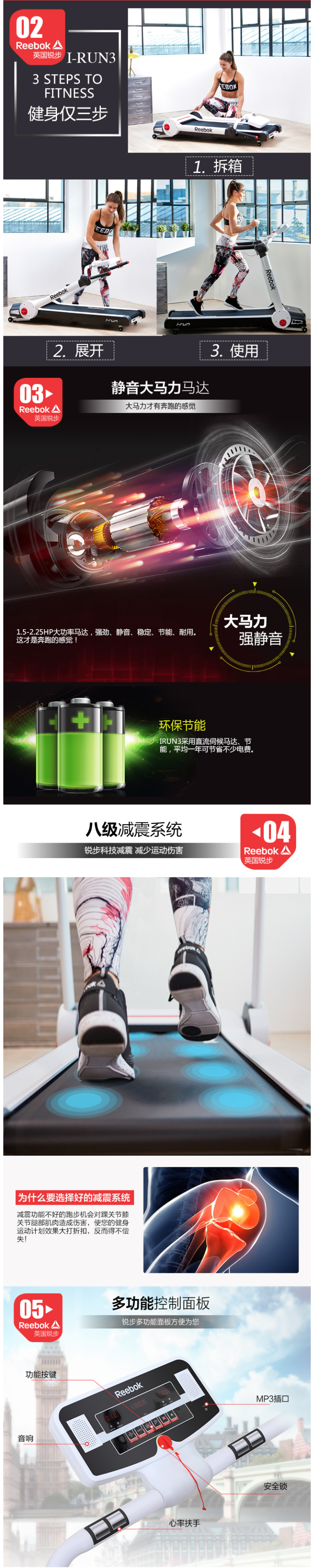仅占0.25㎡ 锐步 IRUN 可折叠移动/测心率/APP连接 跑步机 图4