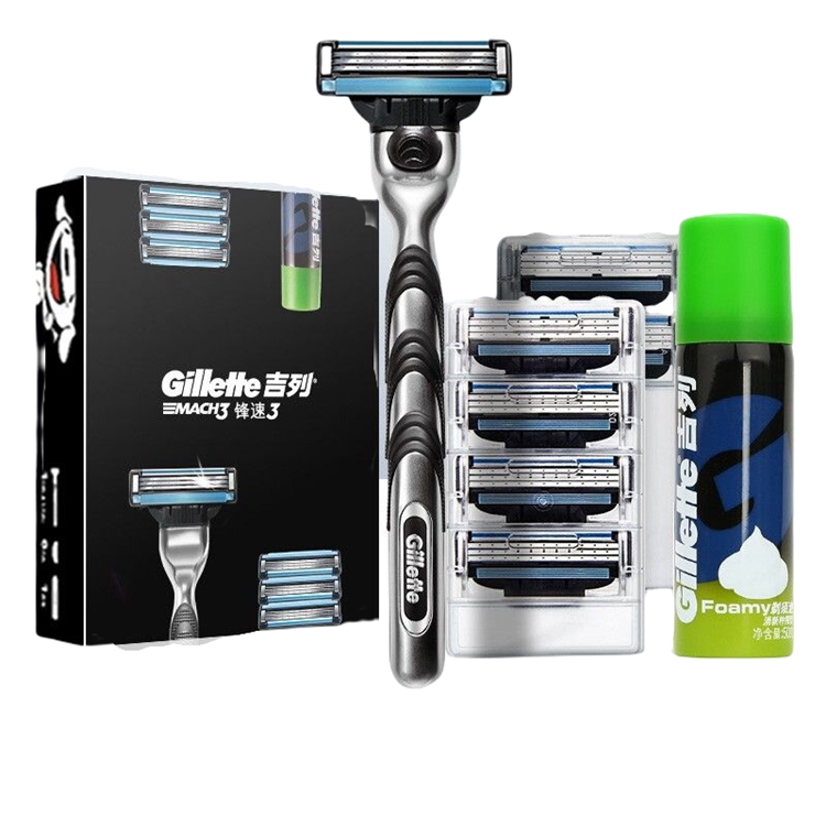Gillette 吉列 锋速3经典套装（1刀架+7刀头+50g须泡+赠须泡210g） 图1
