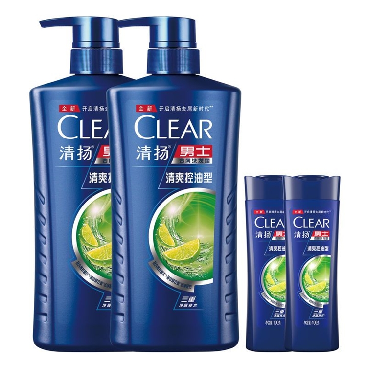 京东PLUS会员： CLEAR 清扬 男士去屑洗发水套装 清爽控油型（720g*2+100g*2） 赠洗发水250g 图2
