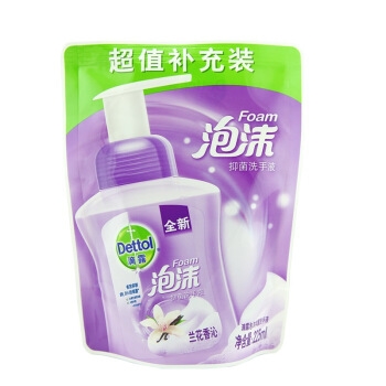 Dettol 滴露 泡沫抑菌洗手液 兰花香沁 补充袋装 225ml *7件 图1