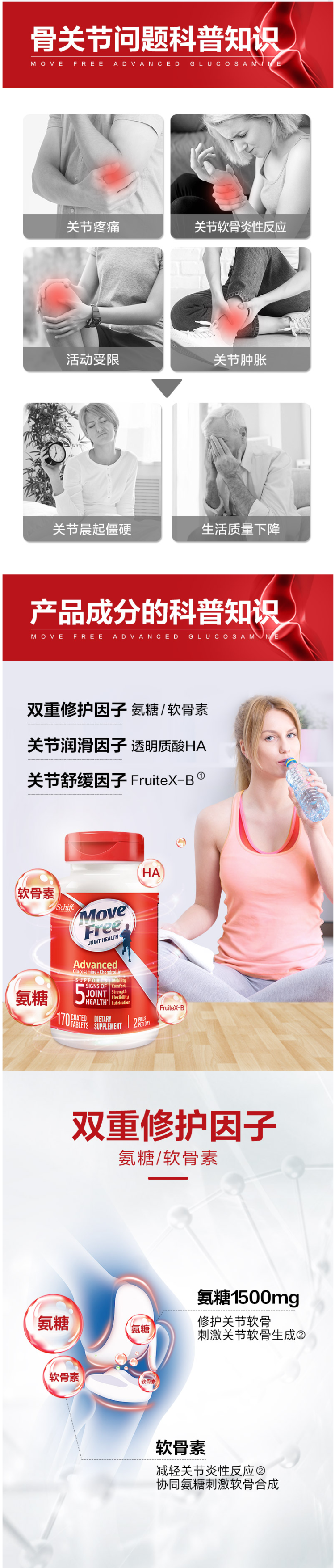 小神价 美国产 维骨力MoveFree 红盒软骨素 170粒 关节疼首选 图2