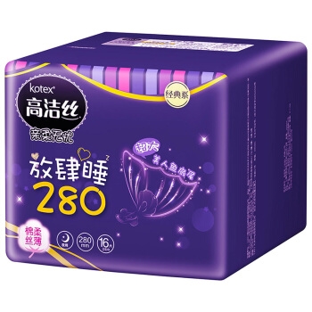 高洁丝Kotex 放肆睡花瓣扇尾280mm16片 夜用棉柔丝薄卫生巾 *8件+凑单品 图2
