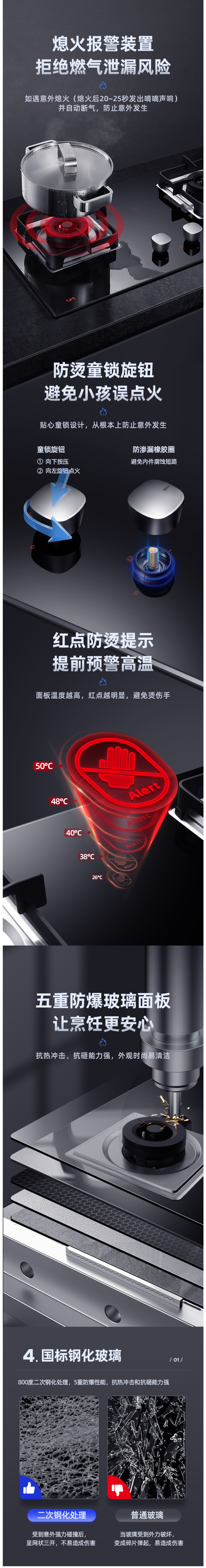 优盟 4.8KW猛火 嵌入/台式燃气灶 一级能效 图7