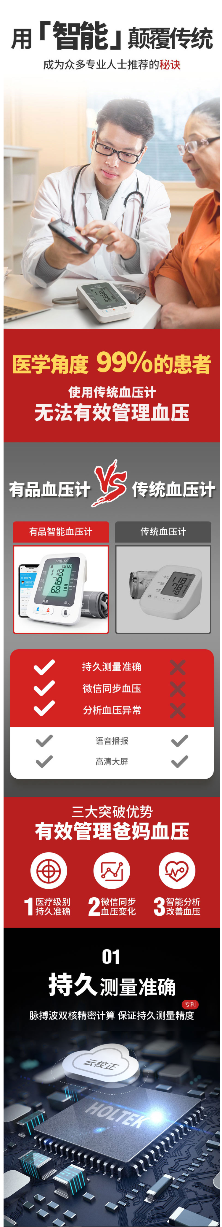 有品 上臂式全自动高精准语音电子血压计 测量结果实时推送到子女手机 图7