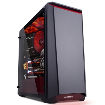 PHANTEKS 追风者 416PTG 钢化玻璃RGB版 ATX机箱 黑红色 图2