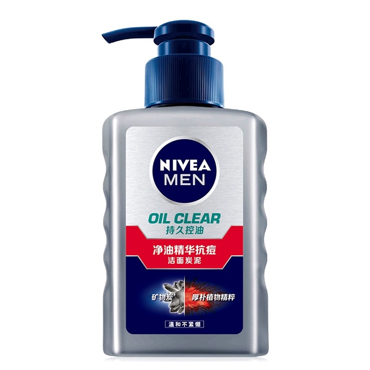 NIVEA 妮维雅 男士净油精华抗痘洁面炭泥 150ml 图1