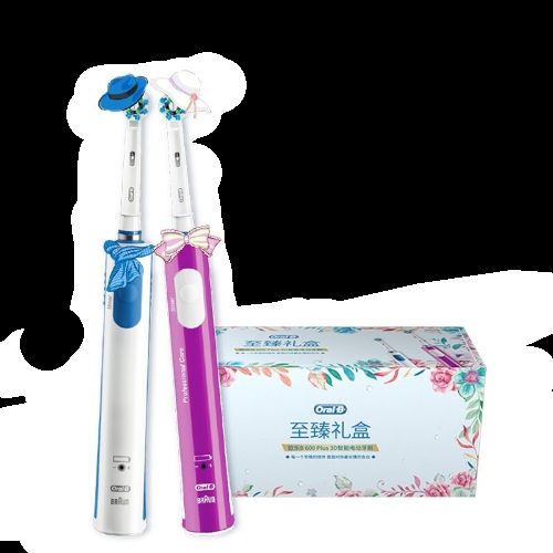 24日0点： Oral-B 欧乐-B P600Plus 电动牙刷 天空蓝+魅力紫 双支礼盒装 图1