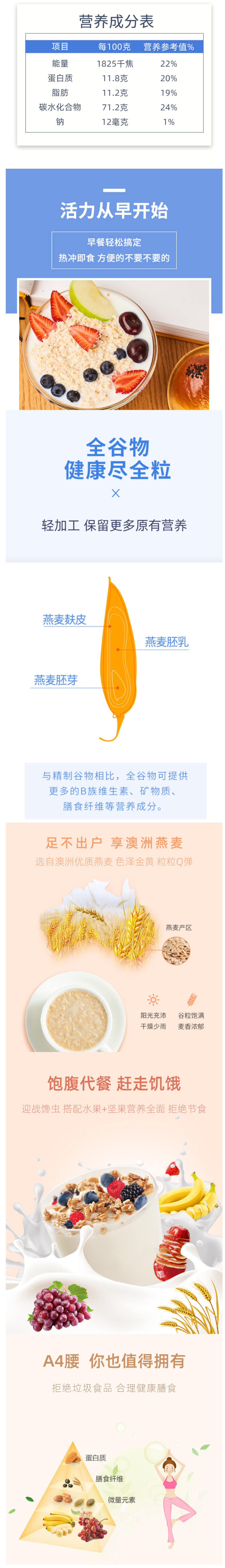 麦优莱 澳洲即食阳光燕麦片 1000g*2桶 图6