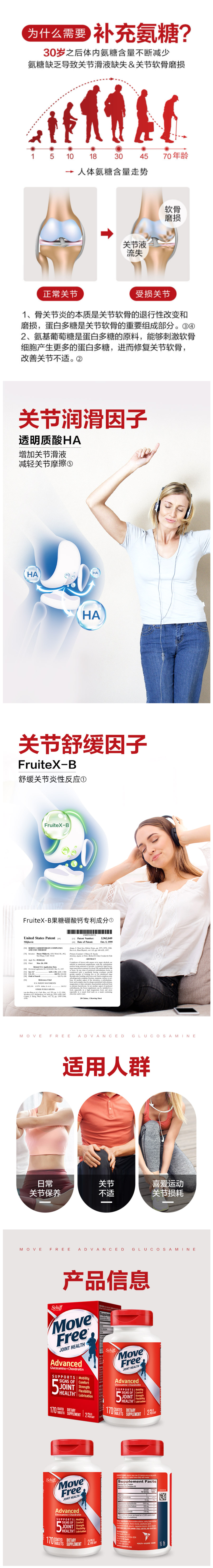 美国产 维骨力MoveFree 红盒软骨素 170粒 关节疼首选 图3